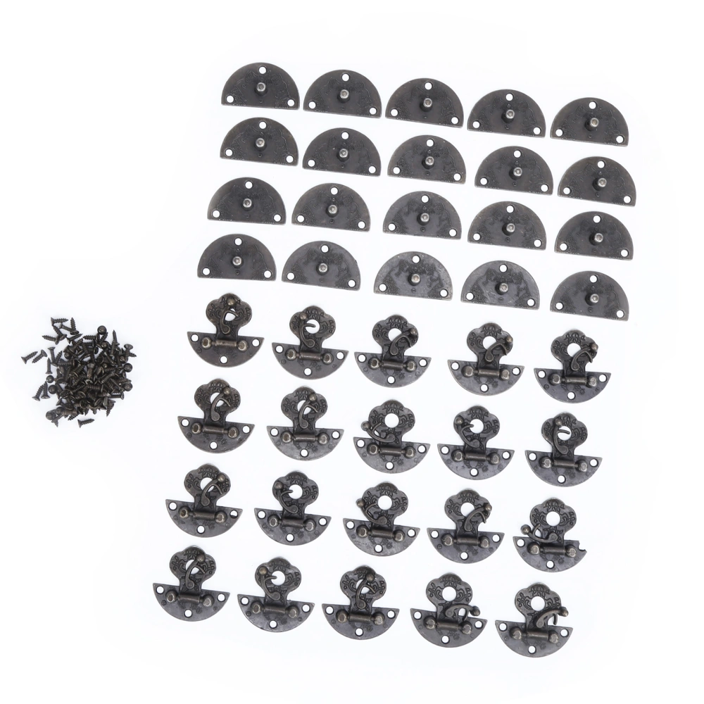 20Pcs Latch Hasp Vintage Alloy Lock Clasp with Screws for Wooden Jewelry Box Suitcase Cabinet