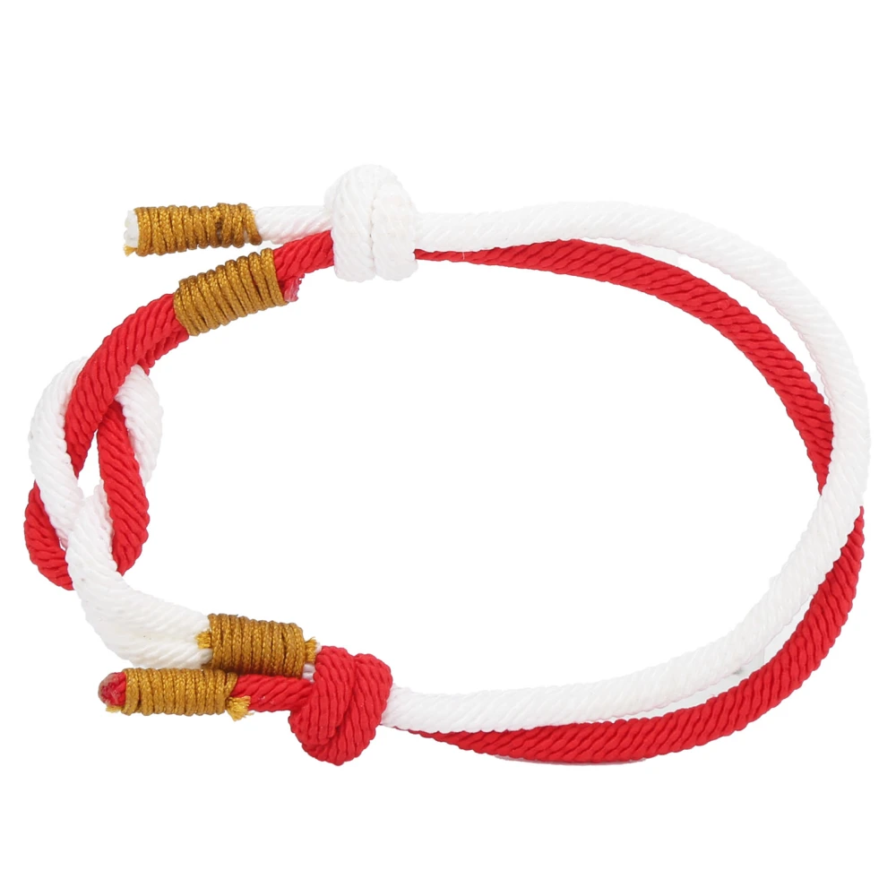 Couple Bracelet Hand‑Woven Adjustable Bicolor Dainty String Braided Bracelet Rope for Couples LoversRed