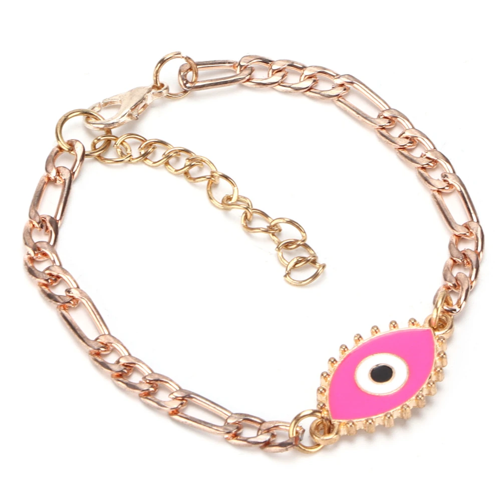 Evil Eye Bracelet Wide Applicability Lucky Three Colors Available Ladies Jewelry for Decoration GiftGiving(Rose Red )