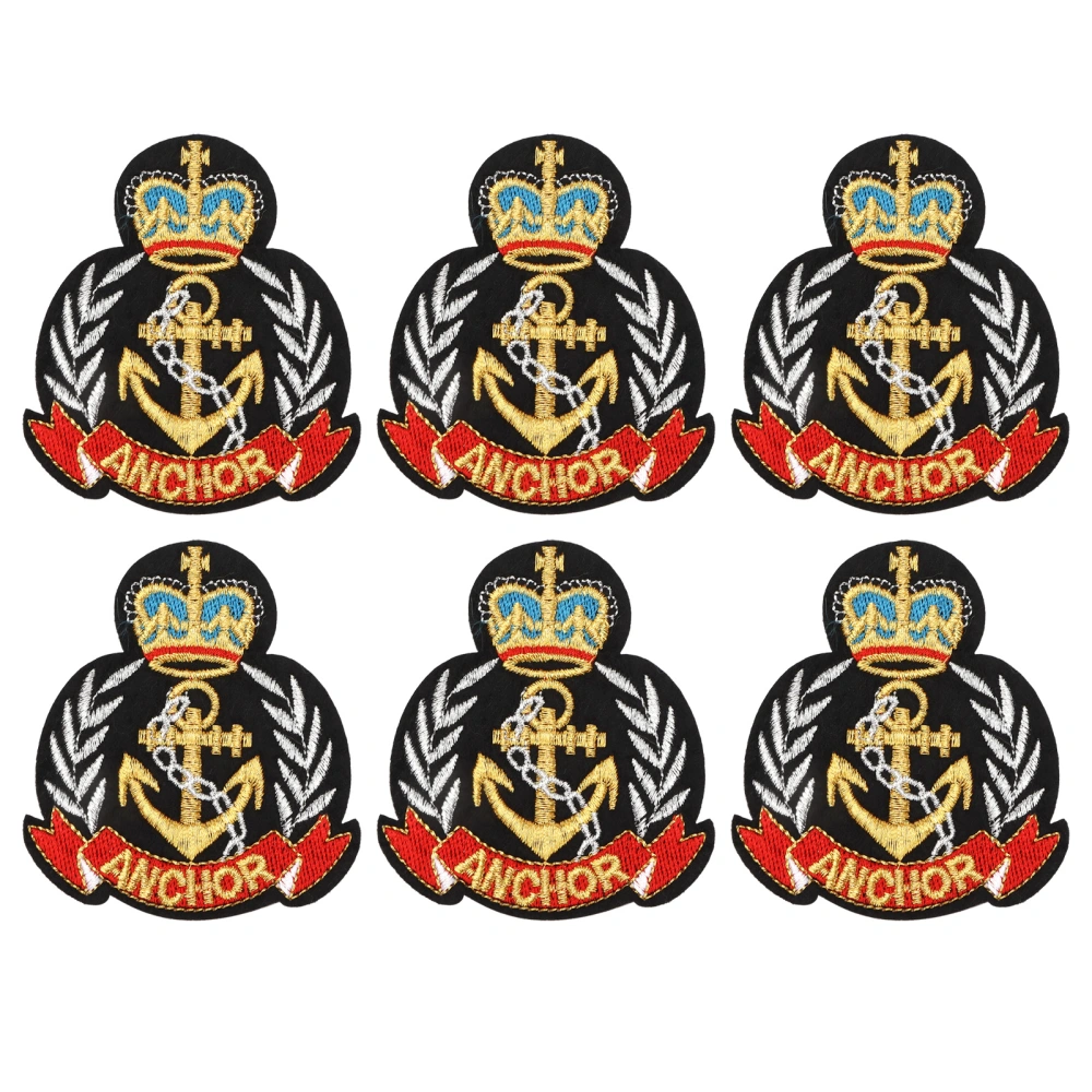 6pcs Cloth Stickers DIY Embroidery Crown Badge Pattern Iron On Patches for Clothes Handicraft Mending Decoration