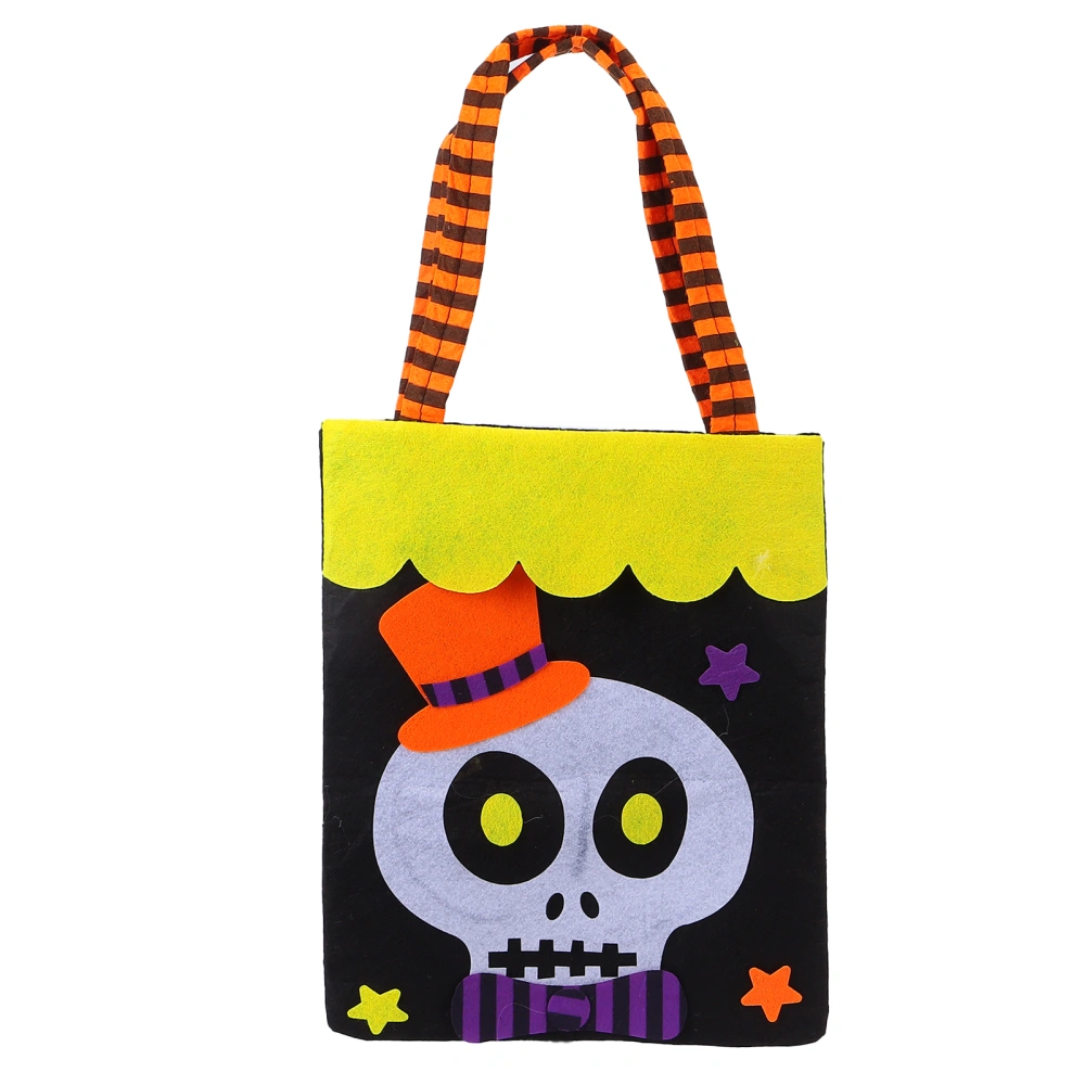 Halloween Tote Bag NonWoven Fabric Trick Or Treat Home Party Decoration Storage Prop Handbag(Skull )