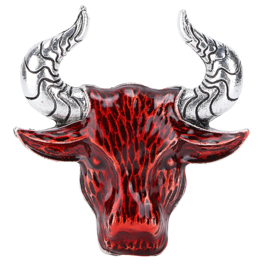 Cattle OX Head Brooch Lapel Pin Animal Cow Horn Unisex Brooches Jewelry AccessoriesSilver