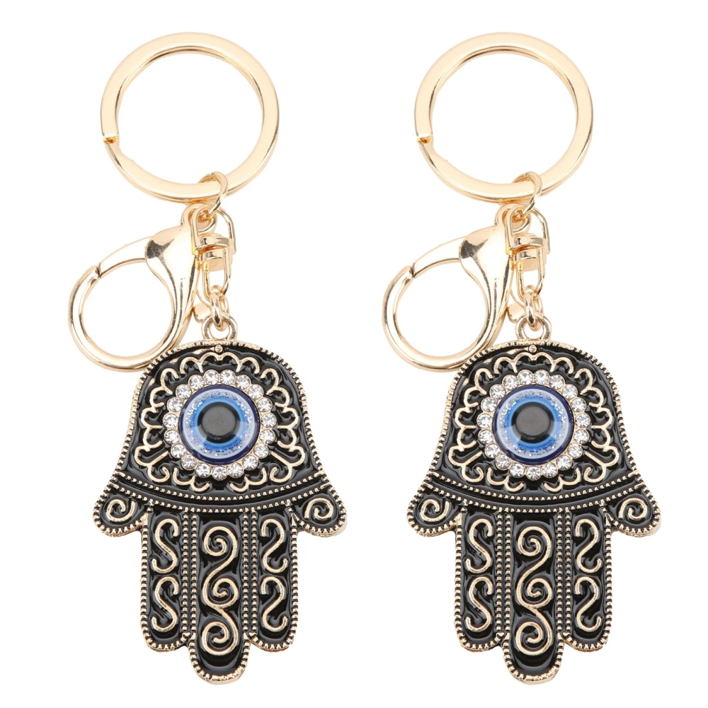 2pcs Keychain Pendants Blue Eye Palm Shape Keychain Ornaments Accessories for Keychains Bag Decoration GiftBlack