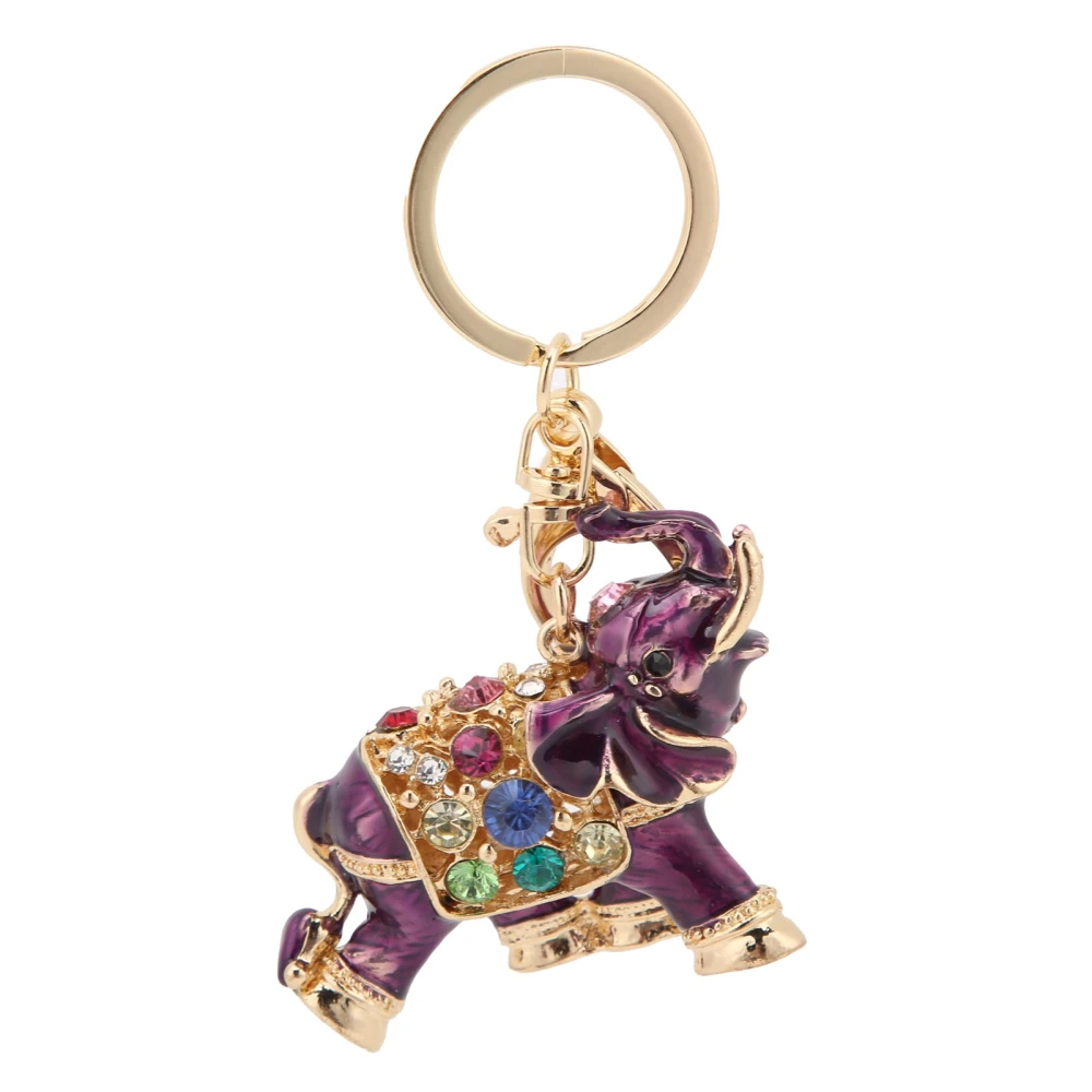 Keychain Exquisite RhinestoneEncrusted Elephant Car Bag Pendant for Girl Birthday Gift(Purple )