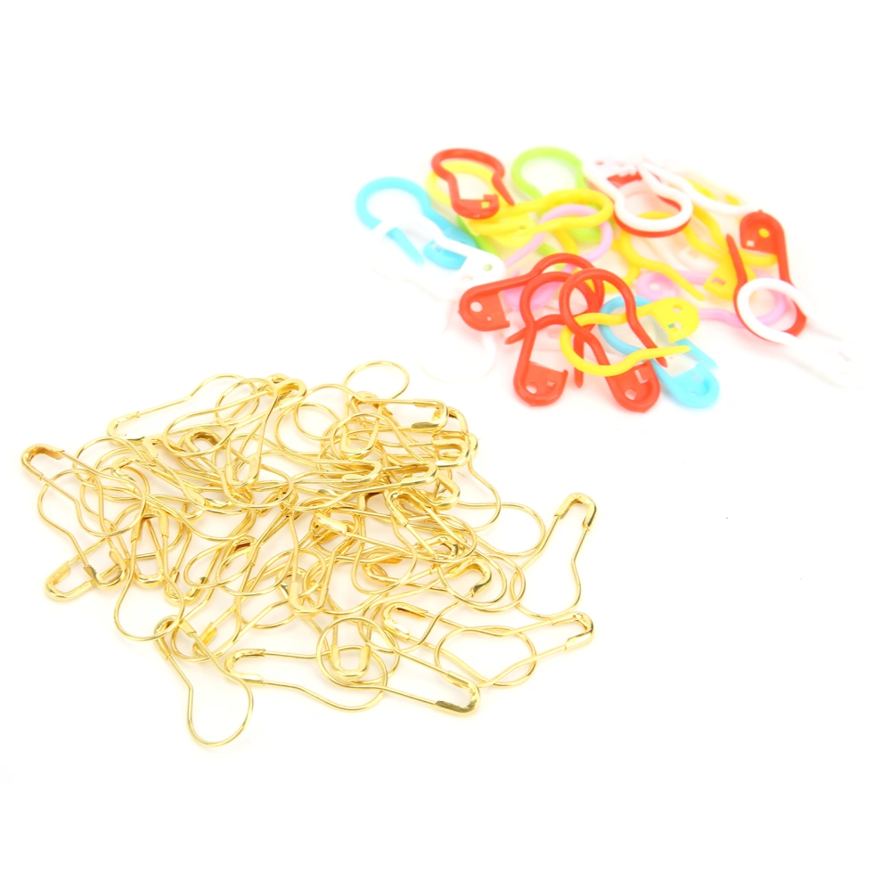 Safety Pins Household for Crafting Sewing Garment Fastening Finishing Quilts Jewelry Making(50pcs Plastic 50pcs Iron Golden Calabash Shape )