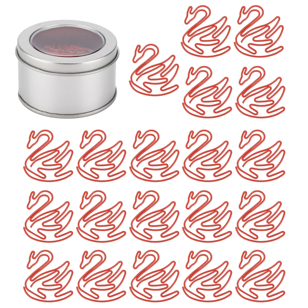 20PCS Paper Clip Red SwanShape Creative for Office Notebooks Scrapbooks Calendar Marks