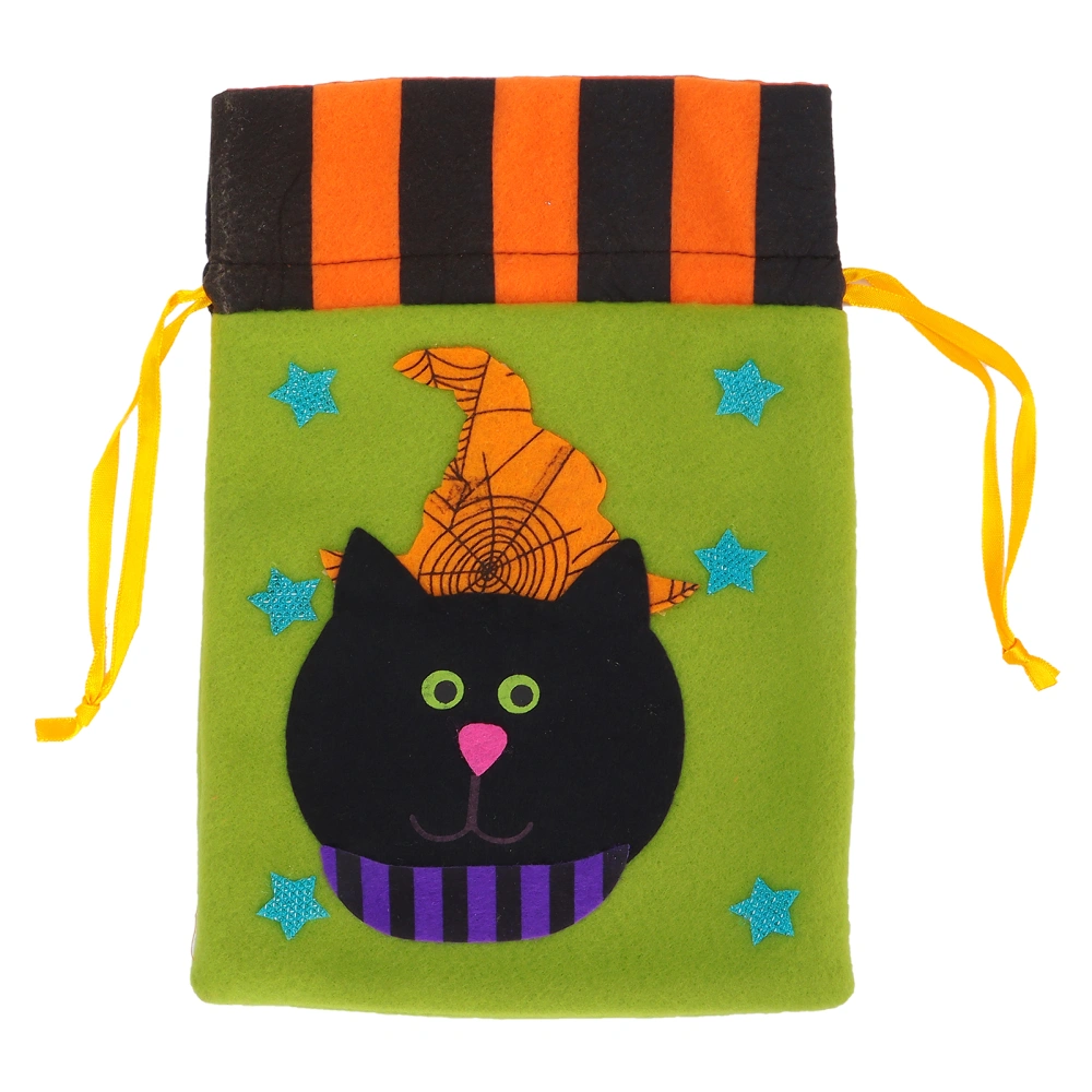 Halloween Candy Bag Decoration Cute Trick Or Treat Home Party Handbag Ornament PropGreen Black Cat