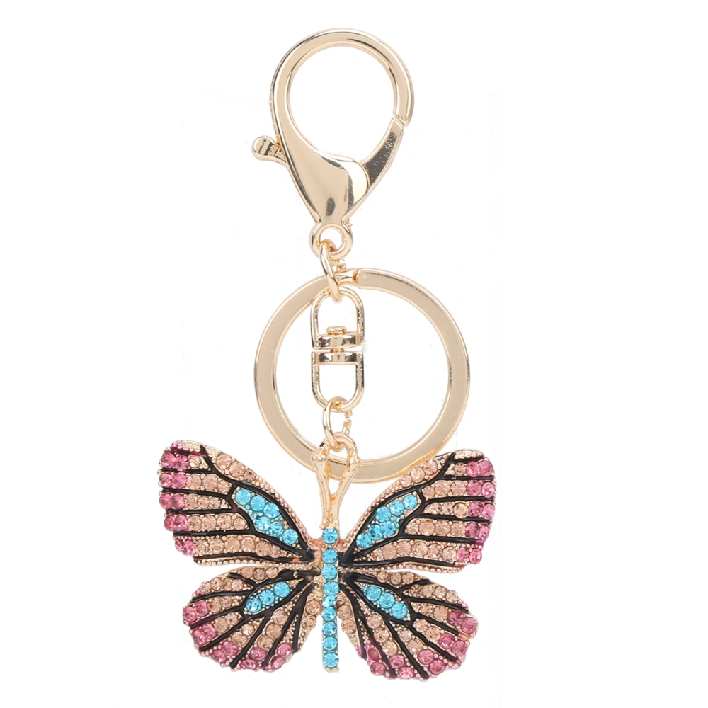 Key Chain Butterfly Zinc Alloy Rhinestone Sparkling Fashion Pendant for Backpack WalletLight Blue