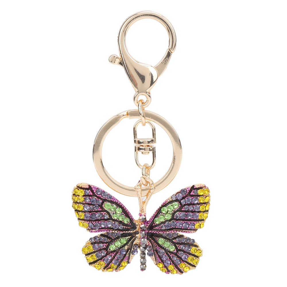 Key Chain Butterfly Zinc Alloy Rhinestone Sparkling Fashion Pendant for Backpack WalletGreen