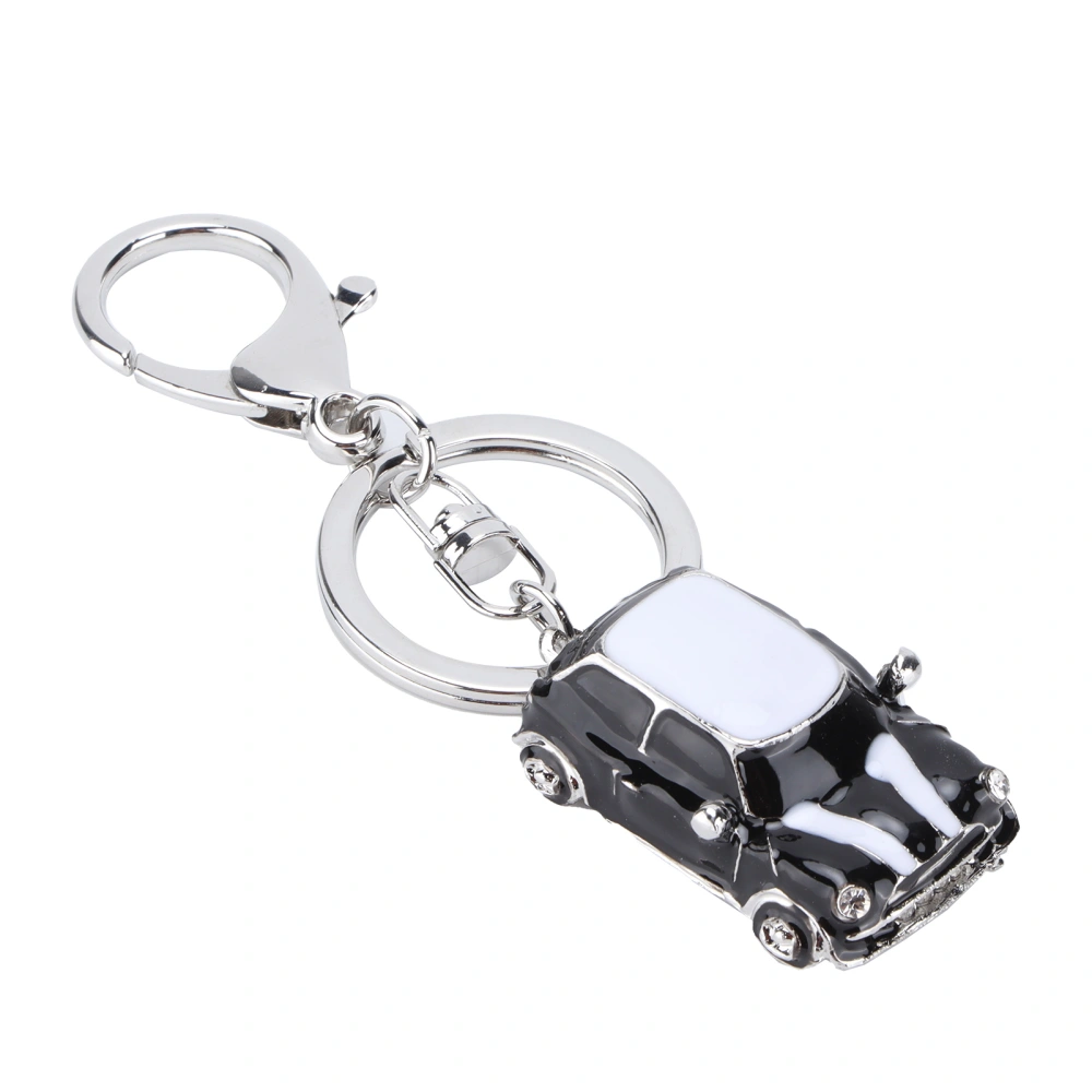 Keychain Pendants Mini Metal Decorative Cute Car‑Shaped Key Rings for Gift Fashion Hand Bag Backpack DecorationWhite K‑Black