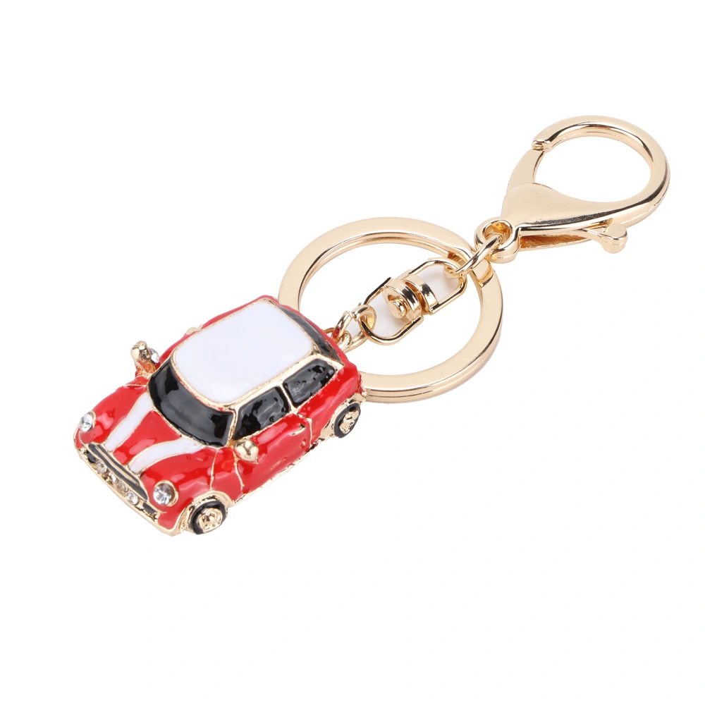 Keychain Pendants Mini Metal Decorative Cute Car‑Shaped Key Rings for Gift Fashion Hand Bag Backpack DecorationBright Red