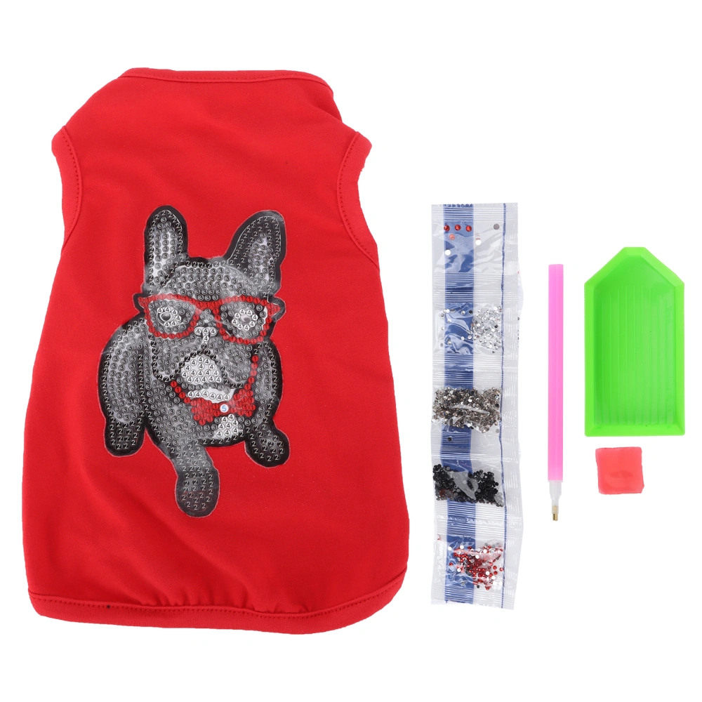 Dog Shirt Cute Soft Breathable Dog Patterned Pets Outfits with Rhinestones for Puppies Pets Decoration ProtectionRed S