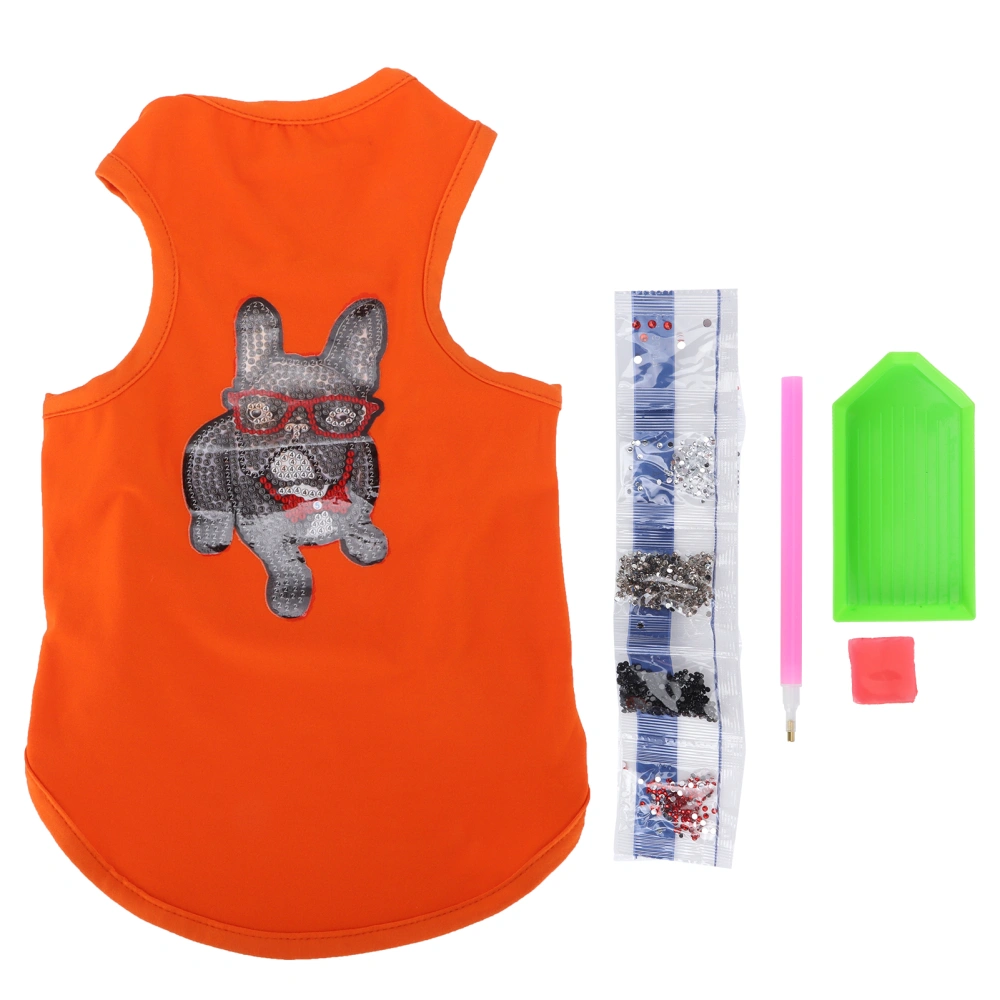 Dog Shirt Cute Soft Breathable Dog Patterned Pets Outfits with Rhinestones for Puppies Pets Decoration ProtectionOrange L