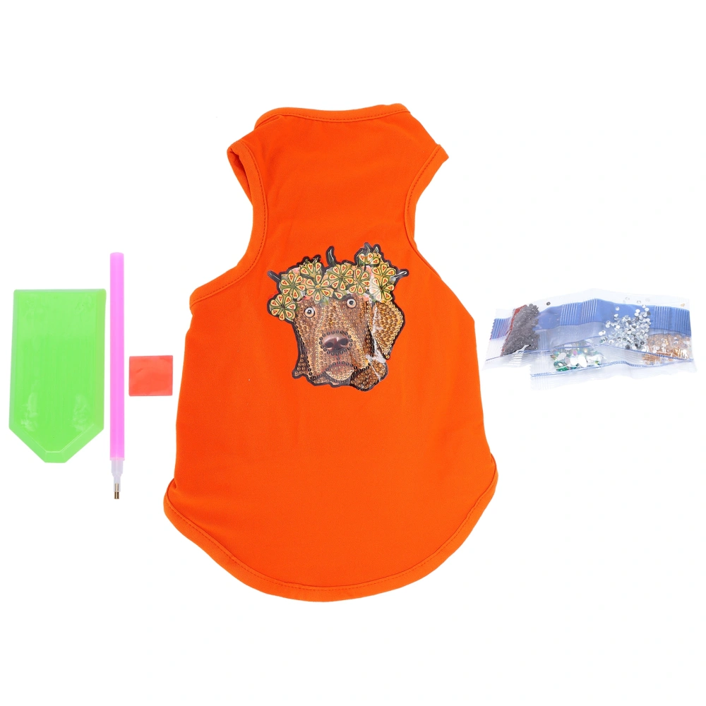 Pet Clothes Cute Soft Breathable Dog Shirt with Rhinestones for Puppies Pets Decoration ProtectionOrange L