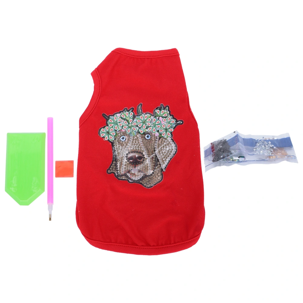 Pet Clothes Cute Soft Breathable Dog Shirt with Rhinestones for Puppies Pets Decoration ProtectionRed L