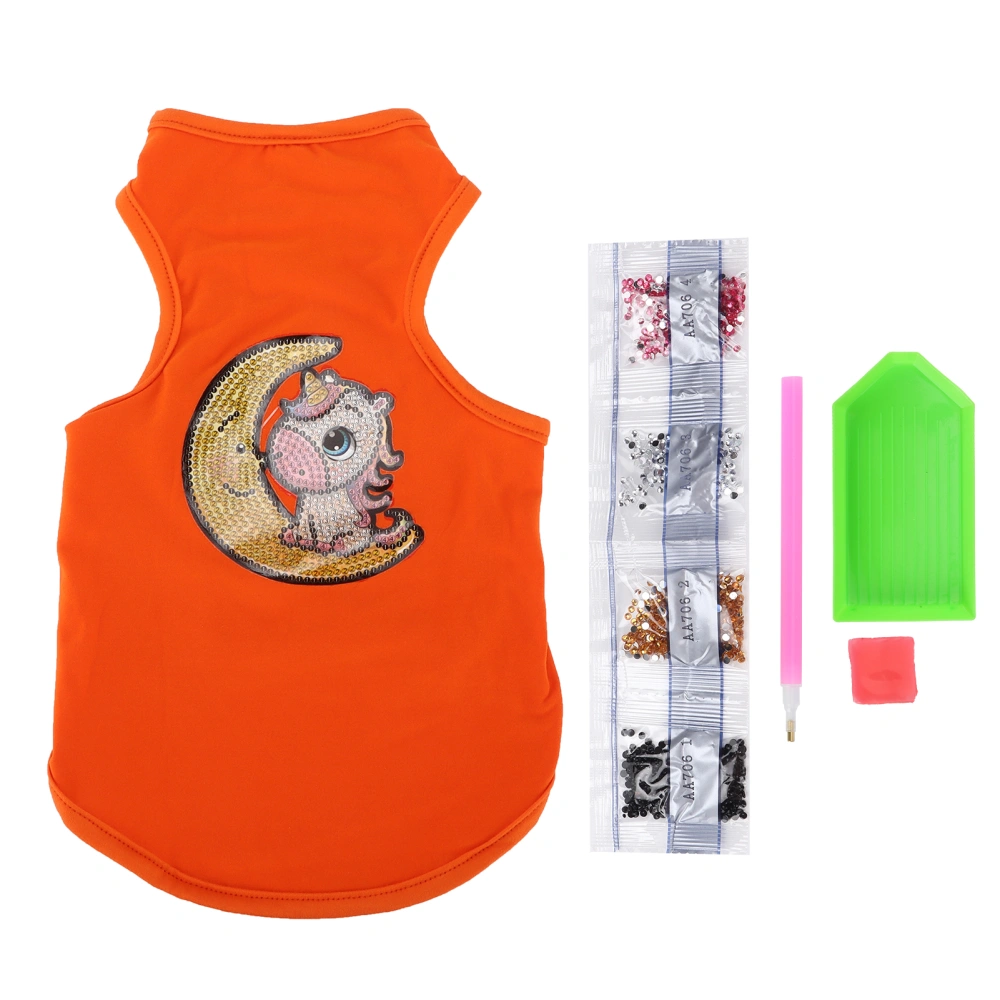 Dog Shirt Soft Breathable Rhinestone Painted Pet Pajama Sleeveless Puppy Sweatshirt for Doggie WearingOrange M