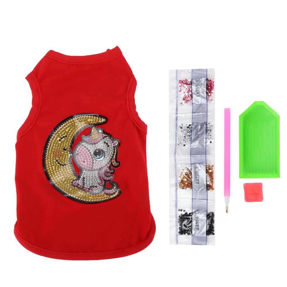 Dog Shirt Soft Breathable Rhinestone Painted Pet Pajama Sleeveless Puppy Sweatshirt for Doggie WearingRed L