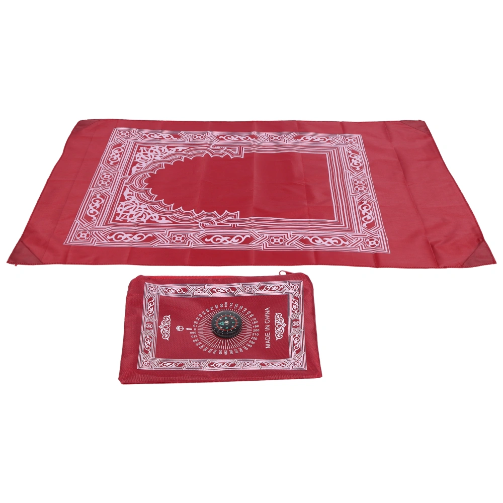 Muslim Prayer Rug 4 Stabilization Iron Corners Blanket with Compass for Traveling OutdoorRed