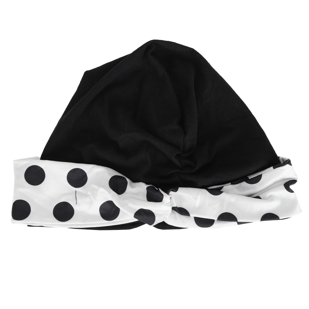 Turban Head Wraps Lovely Princess Polka Dot Gauze Scarf Fashionable Hat for WomenWhite