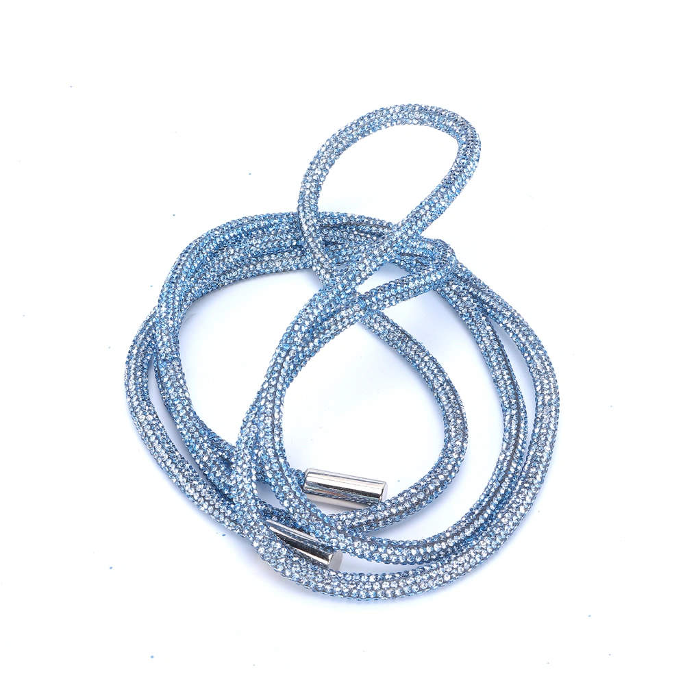 Rhinestone Rope Shiny Crystal Decoration Accessory for Clothing DIY Sewing Shoelaces 6mmLight Blue