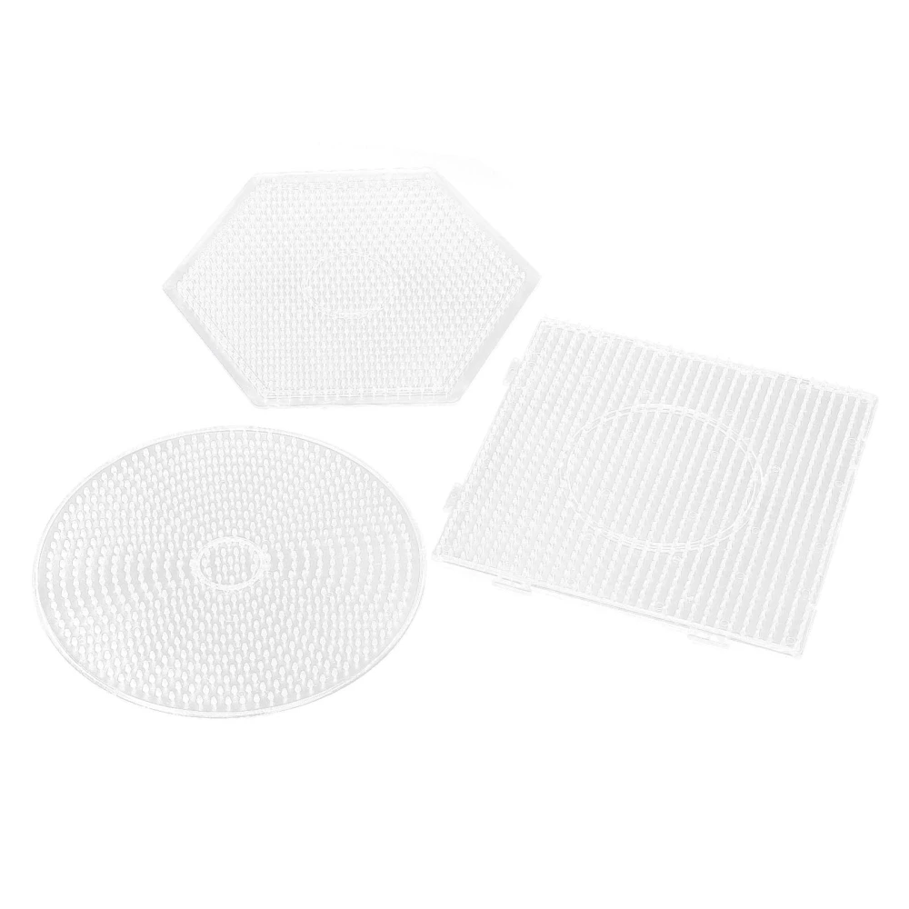 3Pcs Plastic Beads Boards Fuse Pegboards Kids Craft Template Square Round Hex 5mm Large