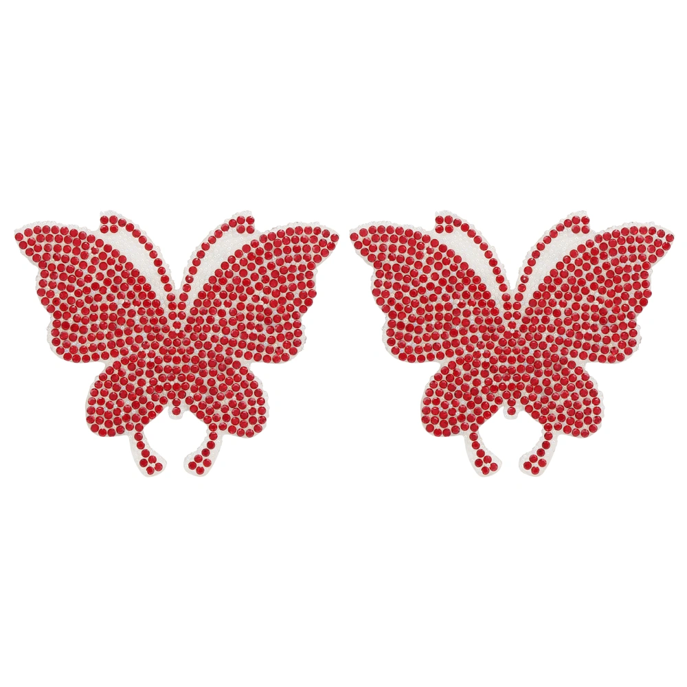 Crystal Butterfly Sticker Shiny Adhesive Hot Rhinestone for Decoration Clothing Automobile ComputerRed