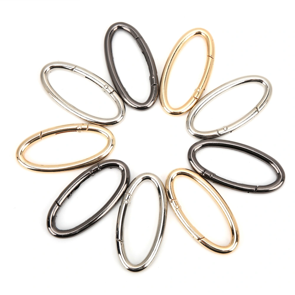 9Pcs Spring Ring Buckle 0‑Shaped Oval Open Bag Chain Hardware DIY Accessories 3 ColorsL