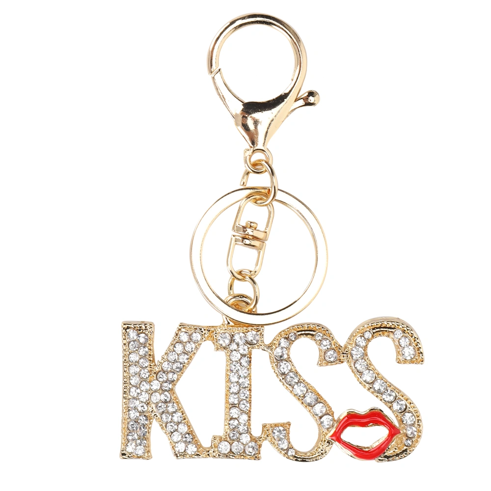 Crystal Kiss Keychain Rhinestone Red Lip Keyring Pendant Hang Decoration Rey Chain Ring