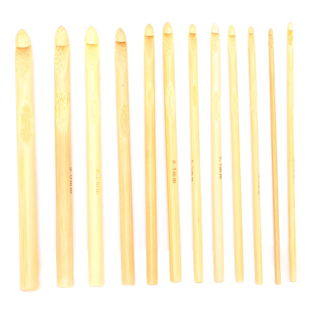 12pcs Crochet Hooks Bamboo Smooth Handcrafted Knitting Needles for Crocheting Shawl