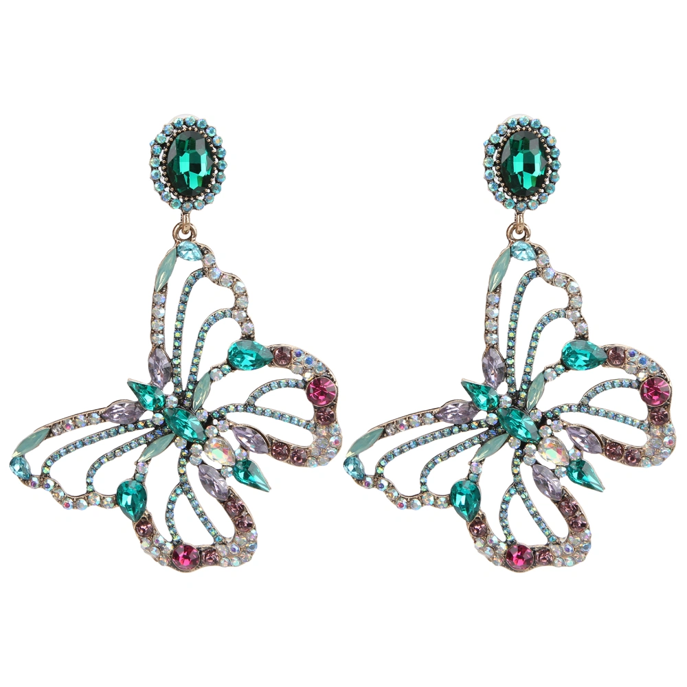 Earrings Metal Retro Diamond Hollow Colorful Butterfly Alloy Creative Jewelry Women Accessories