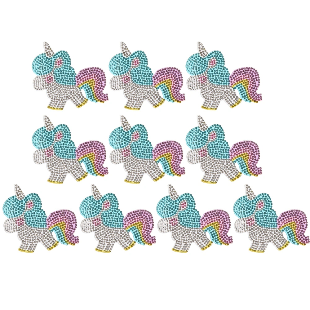 10Pcs Rhinestone Patch Iron On Crystal Applique Cartoon Decoration for DIY CraftRainbow Horse