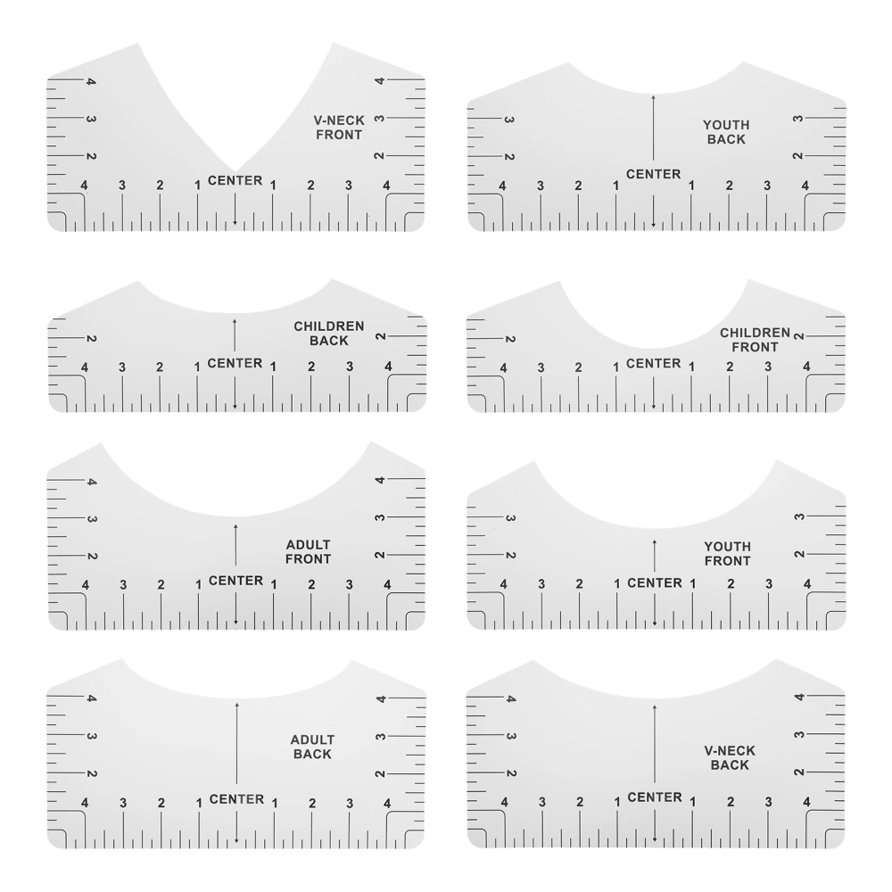 Tshirt Guide Ruler Alignment Tool Round Neck Calibration and Sewing Alignment Guiding For Clothing Design(White )