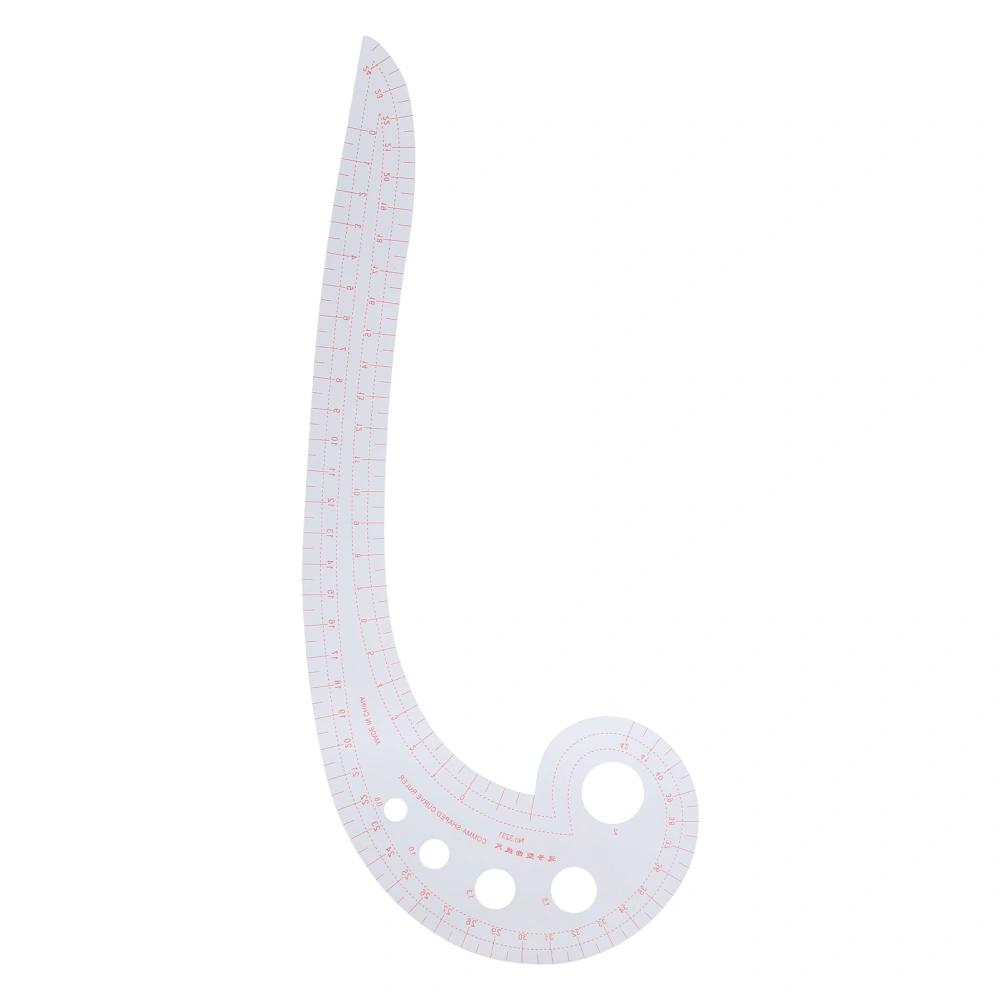 Comma Ruler Multifunctional Grading Ruler 6‑Word Cutting Tool Curved Ruler for Making Clothes