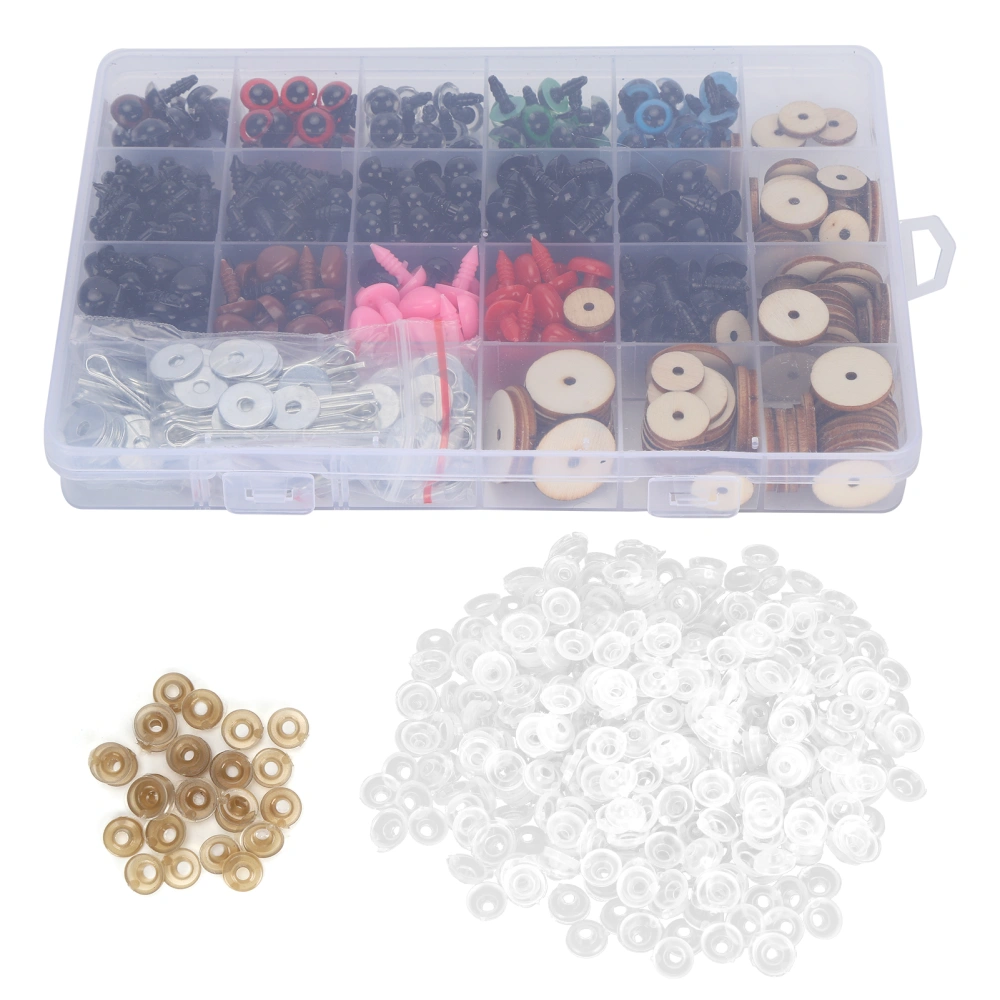 372Pcs Plastic Eyes and Noses Pack Safety DIY Craft Kit Set with 50 Set Joints Storage Box