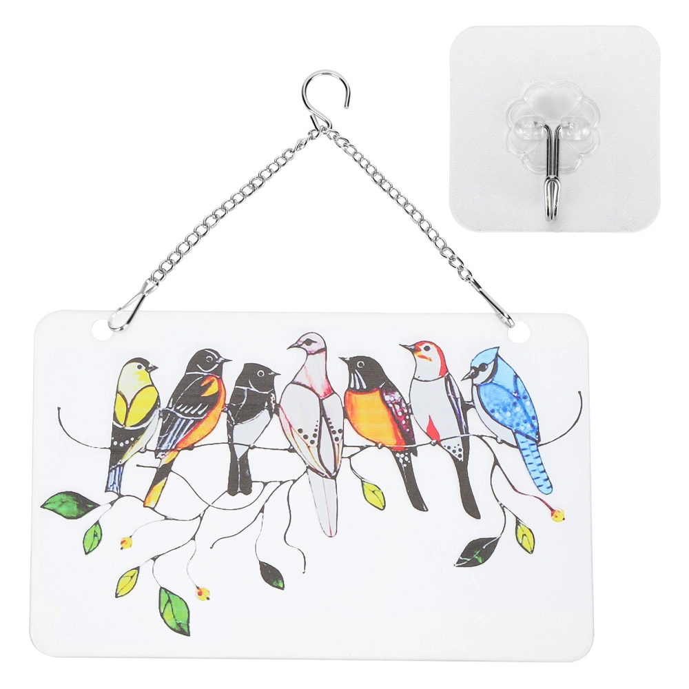 Birds On A Wire Ornament Glass Window Panel Suncatcher Hangings with Chain Gift for Bird LoversRectangular Plate 20x12.5cm