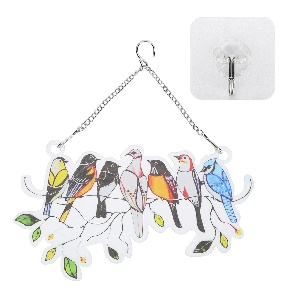 Birds On A Wire Ornament Glass Window Panel Suncatcher Hangings with Chain Gift for Bird LoversIrregular Plate 21x12cm