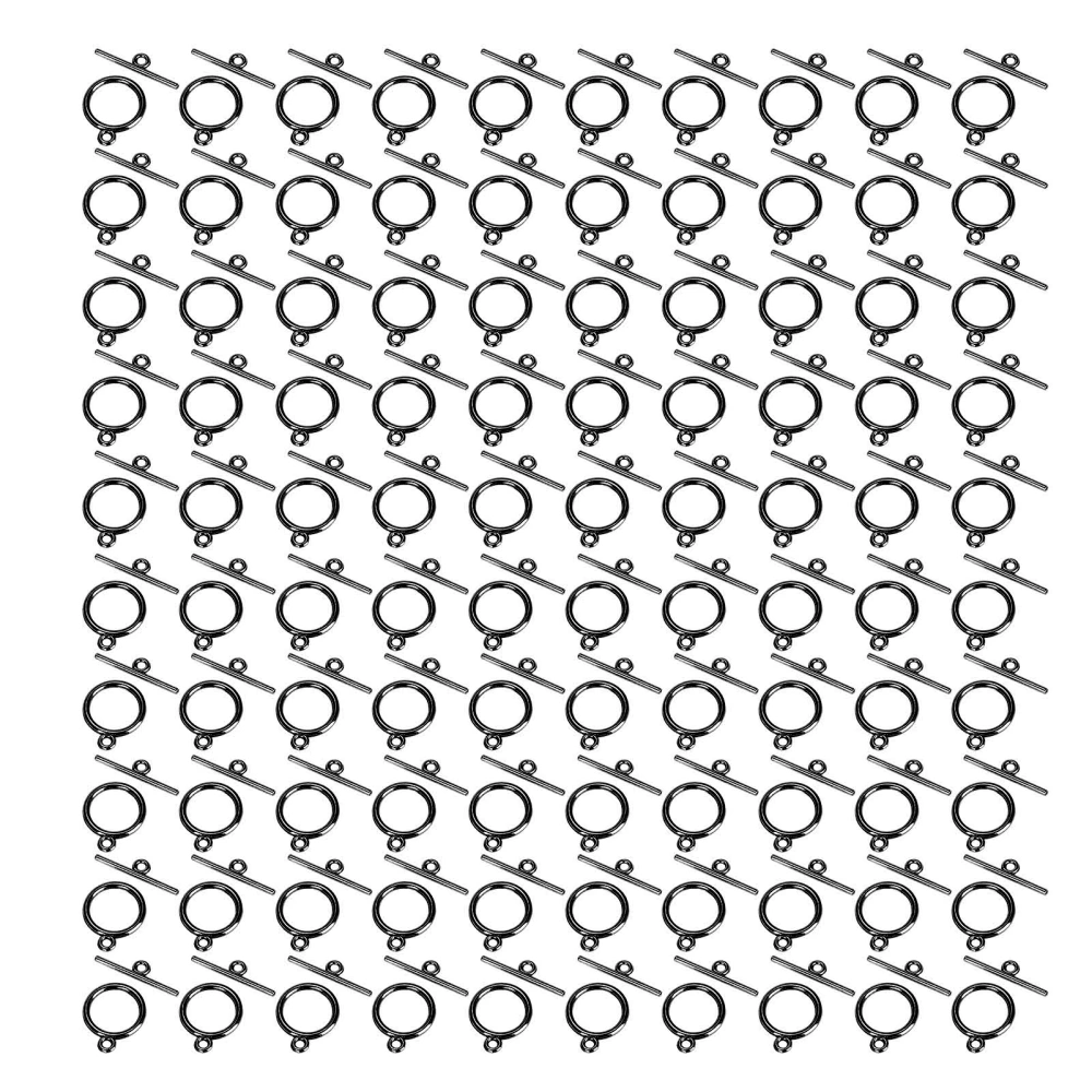 100 Sets Toggle Clasps Alloy 2mm OT Buckle DIY Jewelry Making Supplies for Necklace BraceletBlack