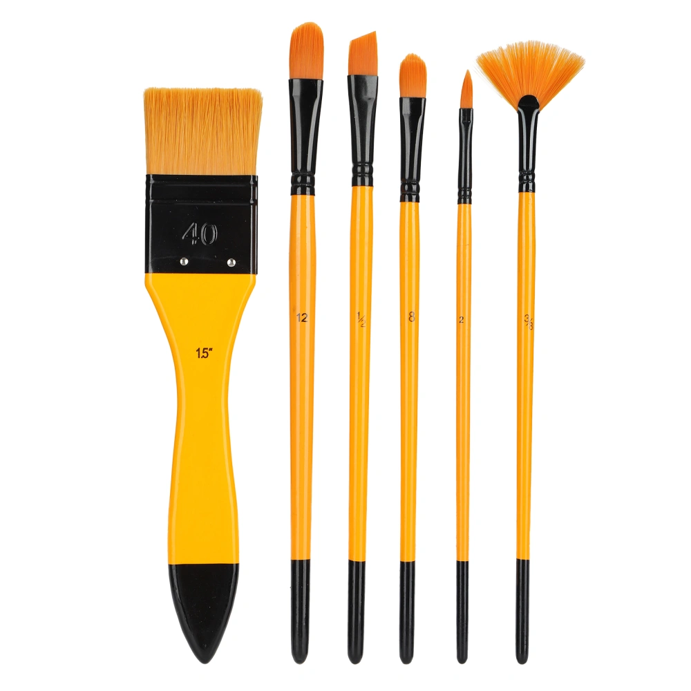 6Pcs Oil Painting Brushes Set Nylon Hair Brushes Acrylic Watercolor Paint Supplies