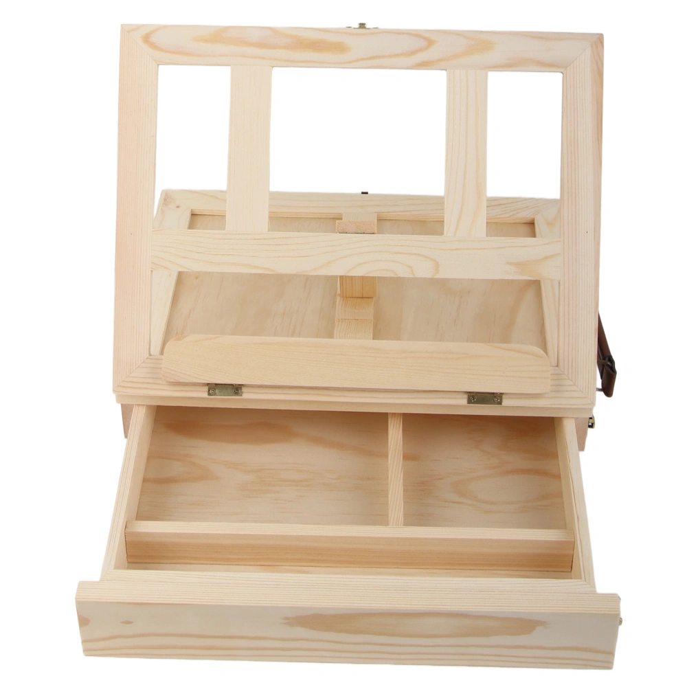 Tabletop Easel Folding Type Pine Wood Painting Box with Drawer Sketching Art Supplies