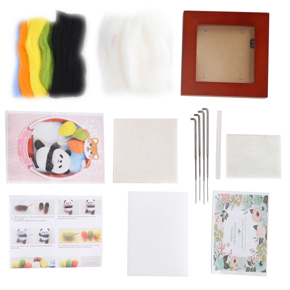 Needle Felting Kit Photo Frame Wool Felting Supplies Animal Plush Doll DIY Making Material215# Balloon Panda