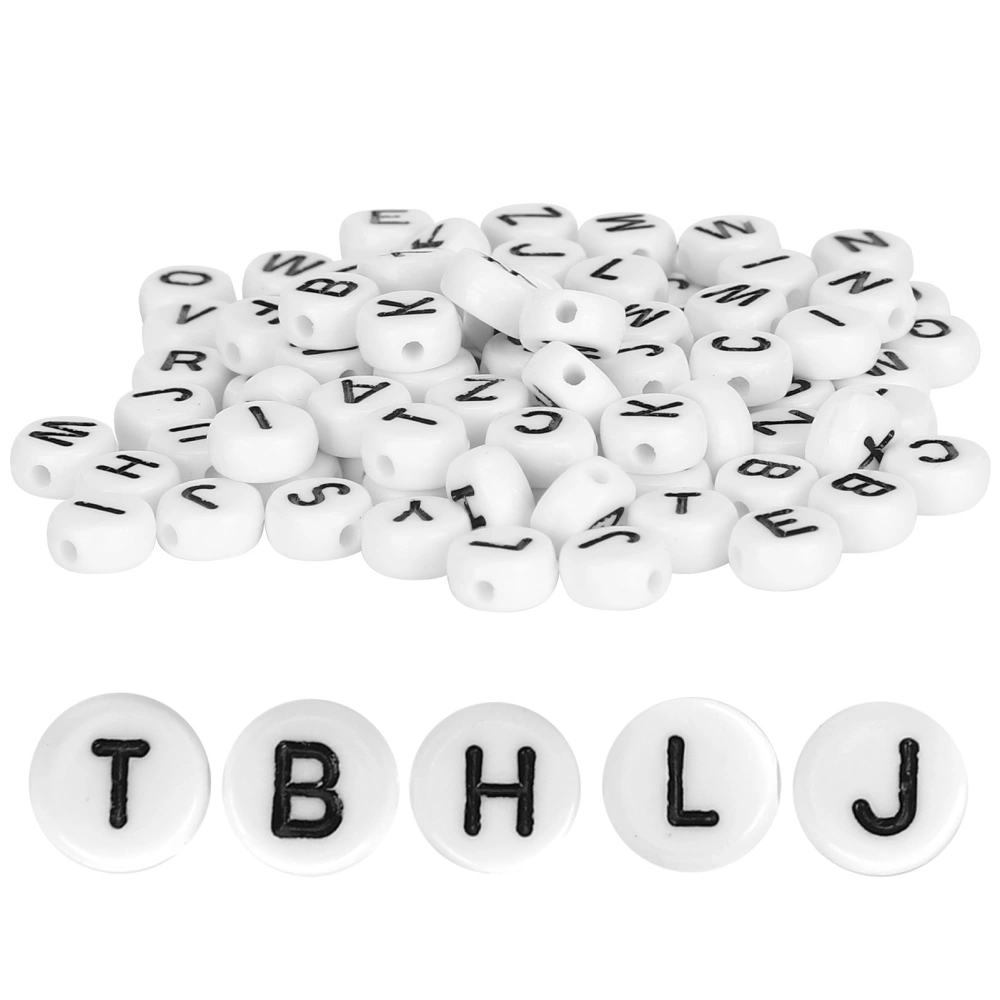 100Pcs Alphabet Beads Acrylic Material Oblate Black Letters Pendant DIY Jewelry Supplies