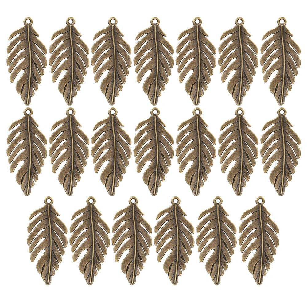 20Pcs Bronze Leaf Jewelry Accessories Alloy Pendant for DIY Handicraft Decoration