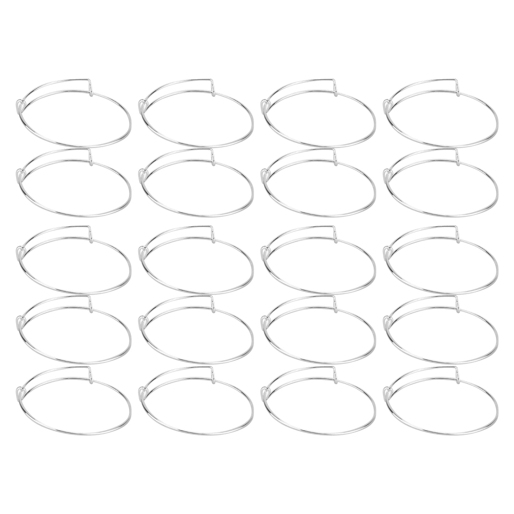 20PCS Stainless Steel AntiRust Expandable Bangle Adjustable DIY Handmade Silver Bracelet