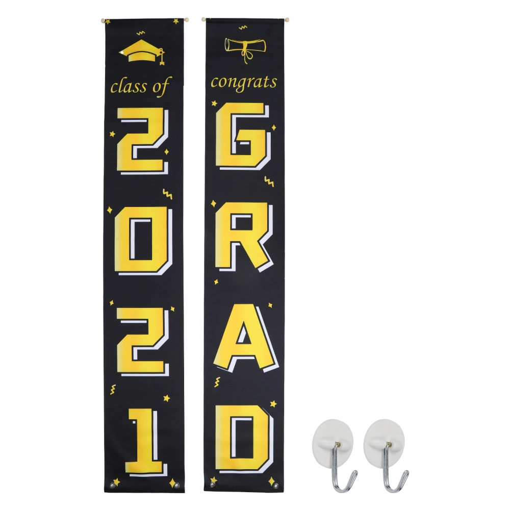 2021 Graduation Decorations Banners Front Door Wall Hanging Banners Set for Home/SchoolBlack