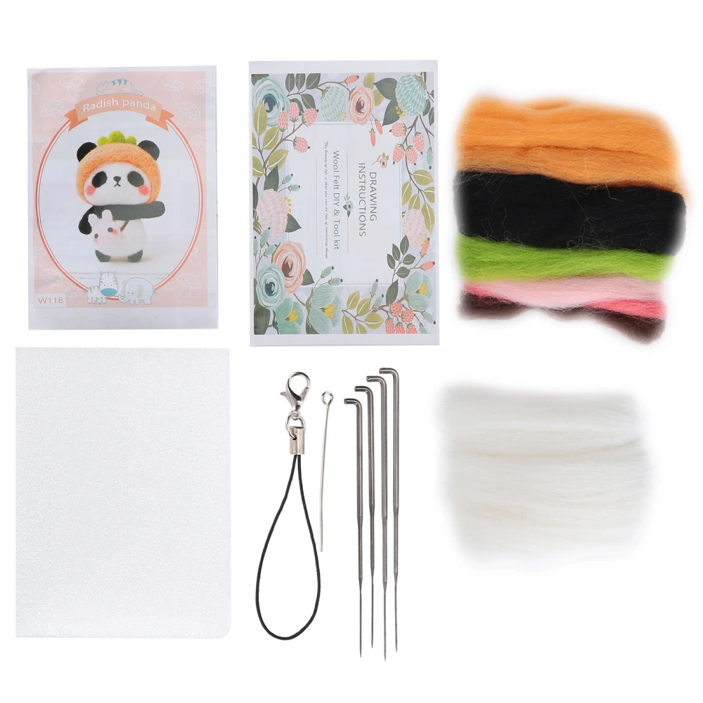 Needle Felting Kit Wool Fruit Doll Hand Made Accessory Package with Poke Needle Drawings(118# Radish )