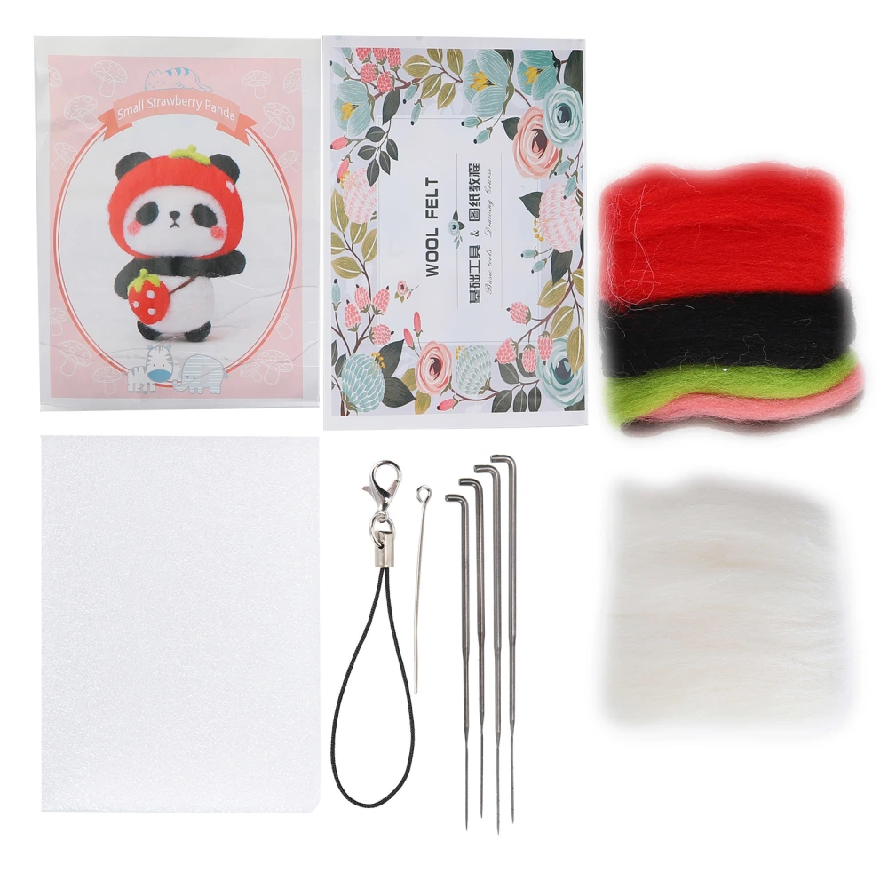 Needle Felting Kit Wool Fruit Doll Hand Made Accessory Package with Poke Needle Drawings(121# Strawberry )