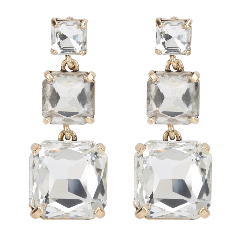 Exaggerated Geometric Square Earrings Fashion Alloy Ear Pendants Accessories for Girls WomenWhite