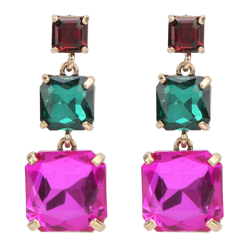 Exaggerated Geometric Square Earrings Fashion Alloy Ear Pendants Accessories for Girls WomenColorful