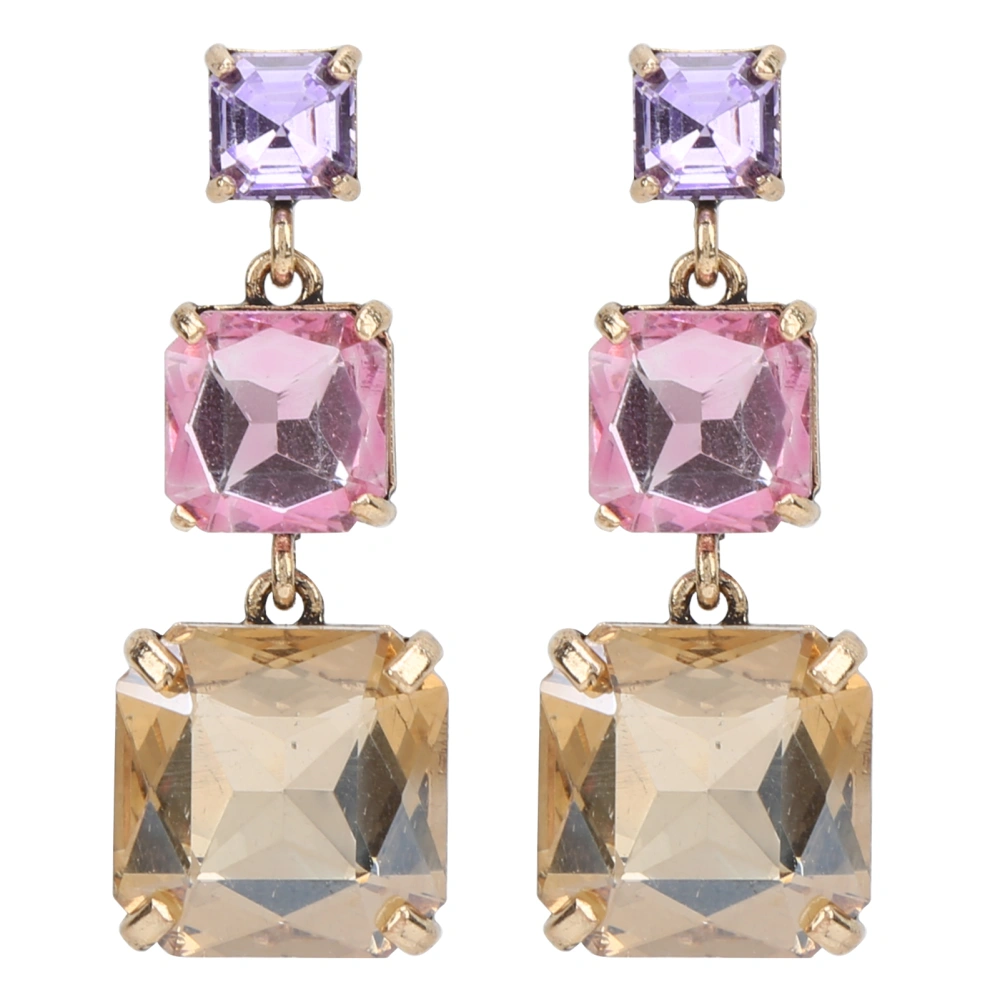 Exaggerated Geometric Square Earrings Fashion Alloy Ear Pendants Accessories for Girls WomenChampagne