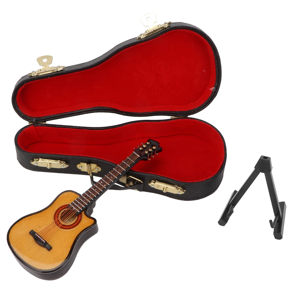 Basswood and Metal Miniature Electric Guitar Model Mini Musical Instrument Ornaments13cm Cutaway Guitar